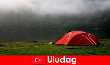 Camping holiday with family in the forests of Uludag Turkey