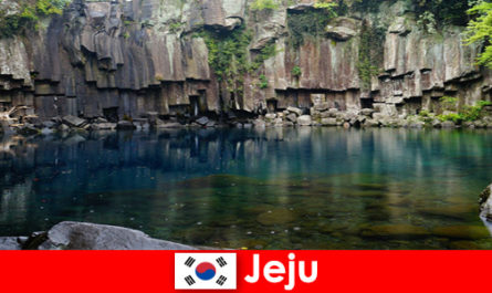 Exotic long-distance travel to the beautiful volcanic landscape of Jeju South Korea