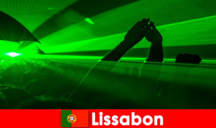 Popular disco nights on the beach for young party tourists in Lisbon Portugal