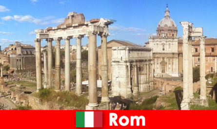 Bus tours for European guests to the ancient excavations and ruins in Rome Italy