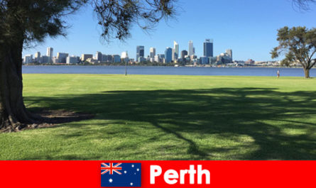 Adventure travel with friends through urban landscape in Perth Australia