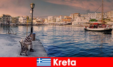 Tourists in Crete Greece discover delicious specialties and lifestyle