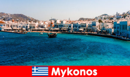 Popular travel destination with fantastic beaches in Mykonos Greece