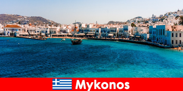 Popular travel destination with fantastic beaches in Mykonos Greece