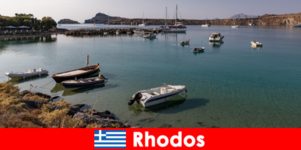 In Rhodes Greece with boats out into the wide sea